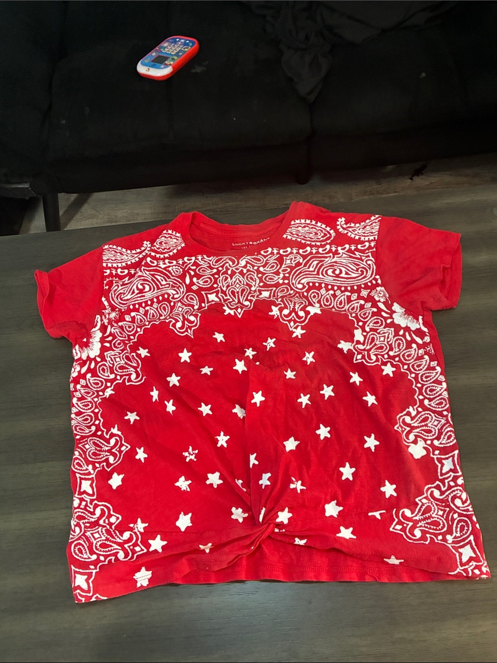 Lucky Brand Red Bandana-Print Short Sleeve Tee
